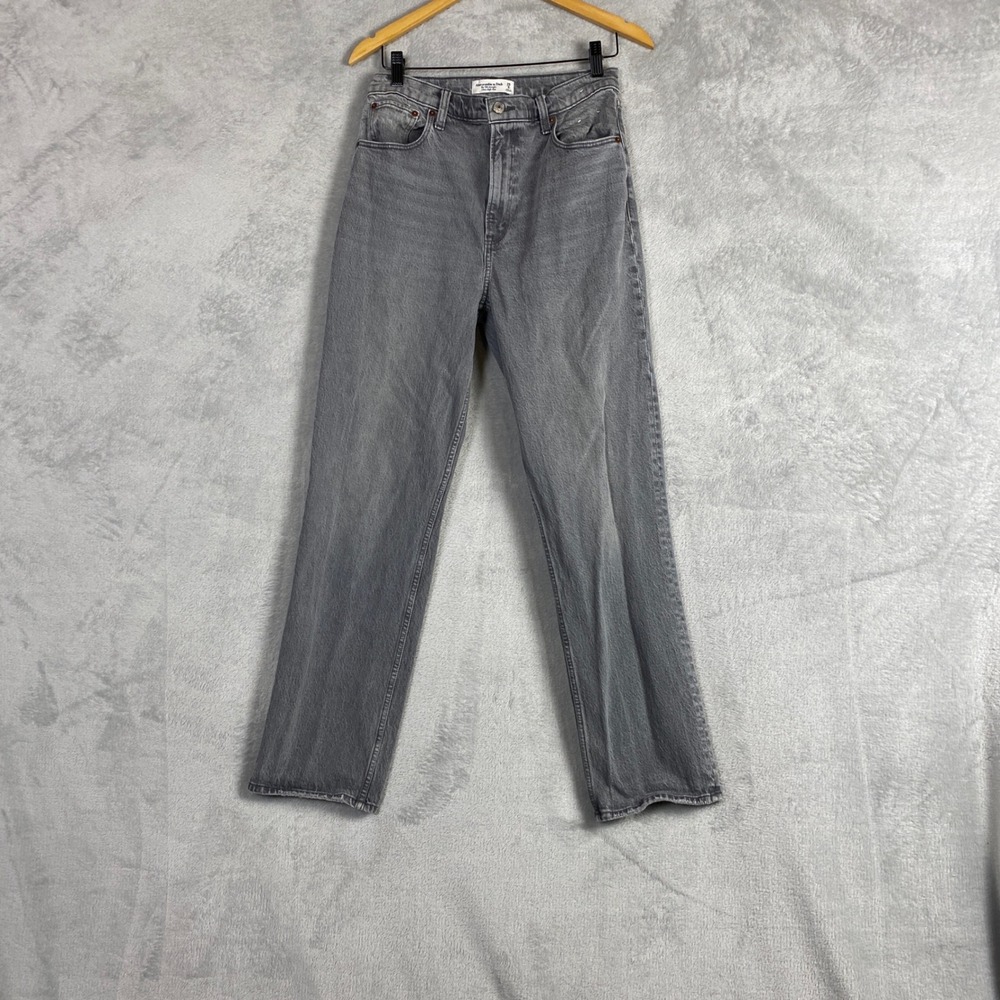 Abercrombie & Fitch The 90s Straight Ultra High Rise Grey Jeans 29 8R Festival